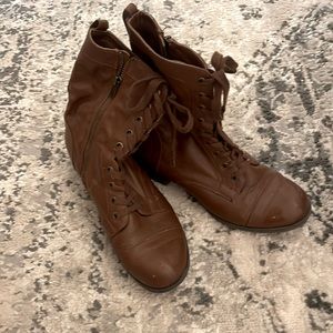 Brown combat boots size 9